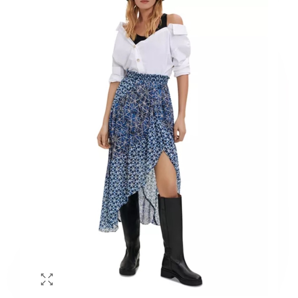 Maje Jartrani Batik-Print Midi Skirt